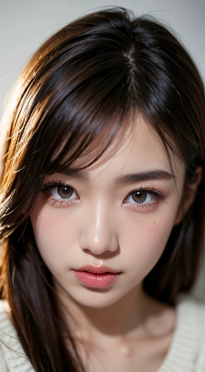 highest quality, , soft light, ultra high resolution, (realistic:1.4), RAW photo, 1 Japanese girl, alone, cute, (pupil, There&#39;There&#39;There&#39;There&#39;There&#39;There&#39;There&#39;There&#39;s a light in my eyes), detailed beautiful face, (),(High resolution details of human skin texture), (long hair), Emphasizing beautiful big breasts　 1.5)), Highly detailed face and skin texture, fine eyes, double eyelid, , (attractive)), 　 white sweater　Full body figure that emphasizes big breasts