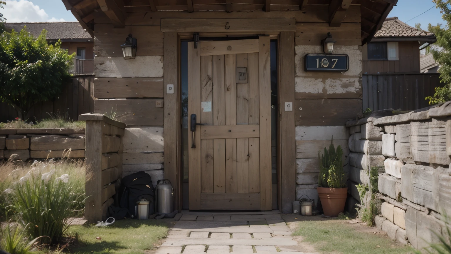 hyper ultra realistic photographs full body of A weathered barn door, painted in a patchwork of faded blues, reds, and yellows, stands open against a lush green field. The sun casts long shadows, highlighting the worn textures and vibrant hues of the wood. ratio 16:9, 4k, 8k resolution, High quality photo, high detailed, imagesharp focus, Cinematic lighting,hyperdetailed & Unreal engine, detail, realism, photography,cinematography, camera NIKON, lens NIKKOR flagship, masterpiece. hyper-maximalism, ultradetailed photorealistic, light skin imperfections, final render, vray, photo, fashion