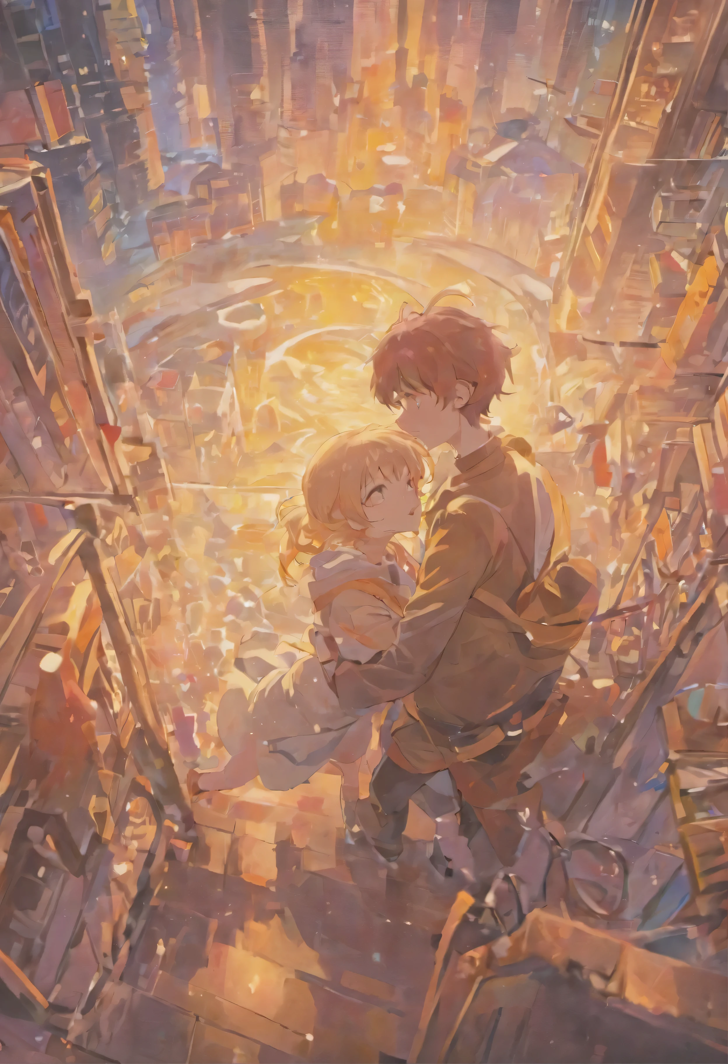 A soft expression Wrapped in the soft winter breeze I'd rather hug you than hold a cold hand Beautiful time passes A woman and a man hugging each other A cat standing next to me An exaggerated identity Powerful yet gentle Refreshing pastel colors Purple and yellow A scene from an anime picture book, Modern Anime Angle Viewing the Earth Anime, super delicate,