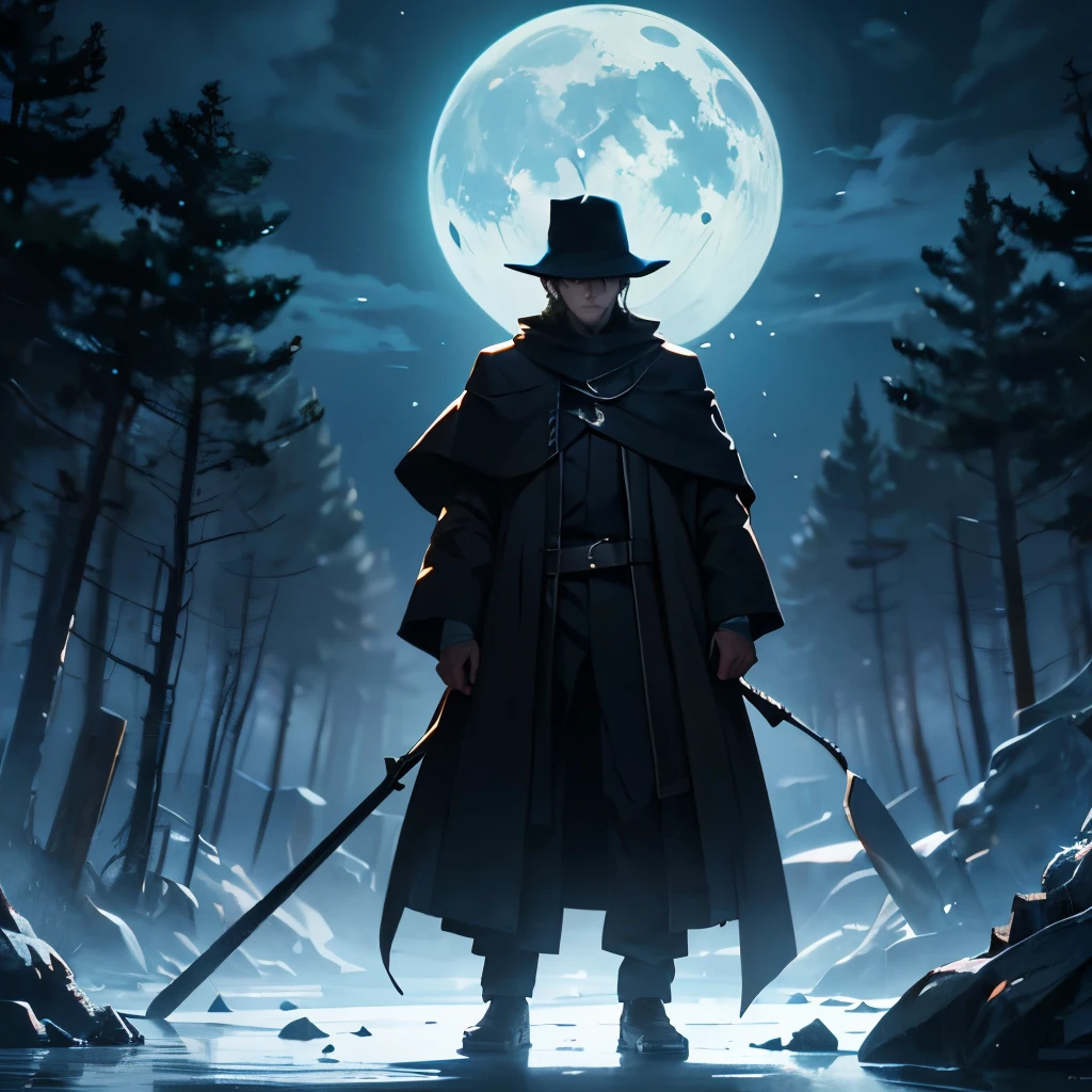 depth of field, cinematic lighting, motion blur, chromatic aberration, ray tracing, anime, 8k, super detail, best quality, 1080P, HD, 4K, 16k, UHD, HDRI. In a frozen moment, the anime scene unfolds as a captivating still image. The artistry is impeccable—a moonlit clearing within the ancient forest, bathed in a silvery glow. The protagonist, positioned at the center, holds a mysterious artifact with an expression that hints at a mix of determination and vulnerability. Surrounding them, the towering trees stand like silent witnesses to the impending encounter. On one side, shadows conceal the antagonist, a dark figure with a twisted grin, creating a stark contrast with the serene ambiance. The scene is a masterpiece, capturing the essence of the narrative in a single frame, inviting viewers to ponder the untold story within the intricacies of the artwork. In the style of a movie poster
