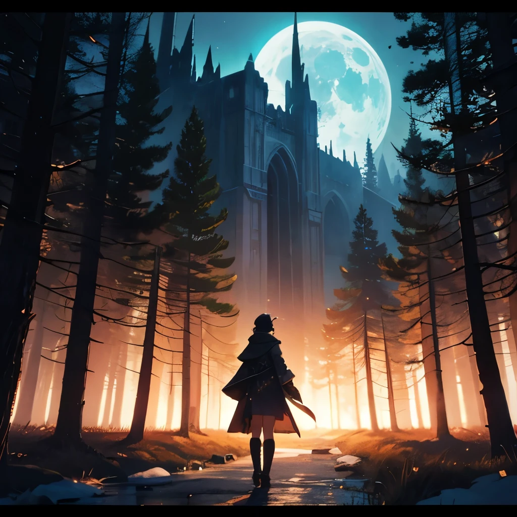 depth of field, cinematic lighting, motion blur, chromatic aberration, ray tracing, anime, 8k, super detail, best quality, 1080P, HD, 4K, 16k, UHD, HDRI. In a frozen moment, the anime scene unfolds as a captivating still image. The artistry is impeccable—a moonlit clearing within the ancient forest, bathed in a silvery glow. The protagonist, positioned at the center, holds a mysterious artifact with an expression that hints at a mix of determination and vulnerability. Surrounding them, the towering trees stand like silent witnesses to the impending encounter. On one side, shadows conceal the antagonist, a dark figure with a twisted grin, creating a stark contrast with the serene ambiance. The scene is a masterpiece, capturing the essence of the narrative in a single frame, inviting viewers to ponder the untold story within the intricacies of the artwork. In the style of a movie poster