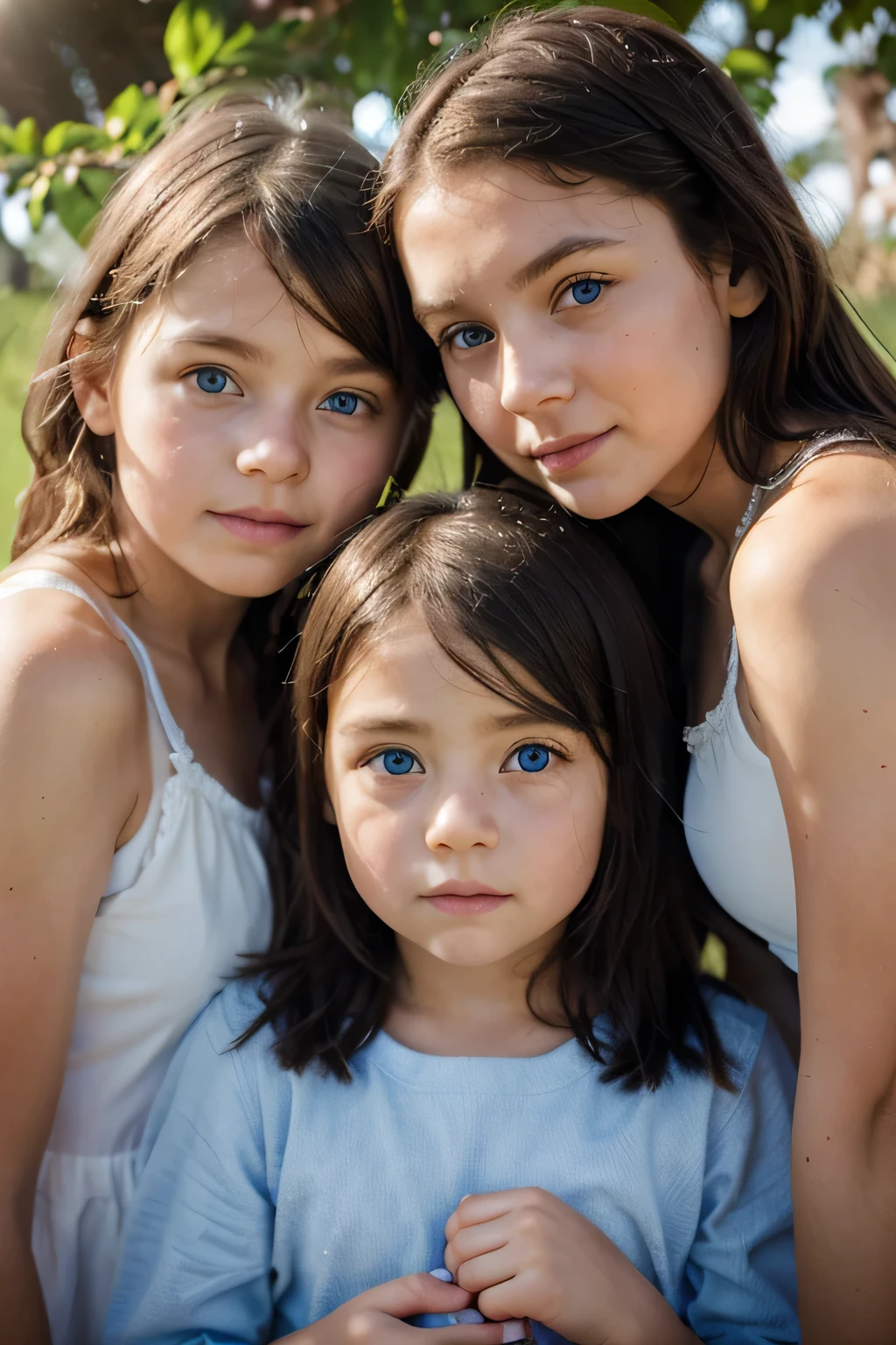 Very realistic photo of 3 beautiful little blonde Iraqi girls .