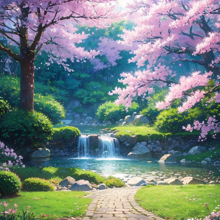 ((highest quality)), ((masterpiece)), ((realistic))，Peaceful Japan garden，Fantastic cherry blossoms, scenic, Precise，最高masterpiece, (High resolution), original,  8K , (realistic:1.4),perfect composition,