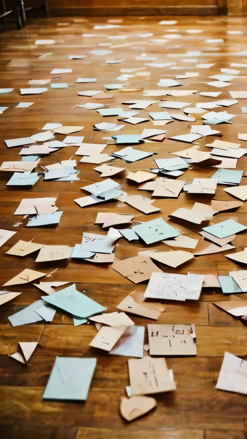 Many love letters scattered on the floor, aesthetic