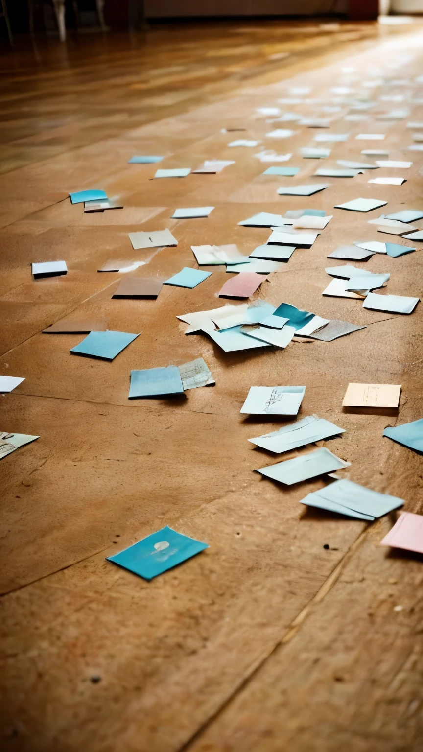 Many love letters scattered on the floor, aesthetic