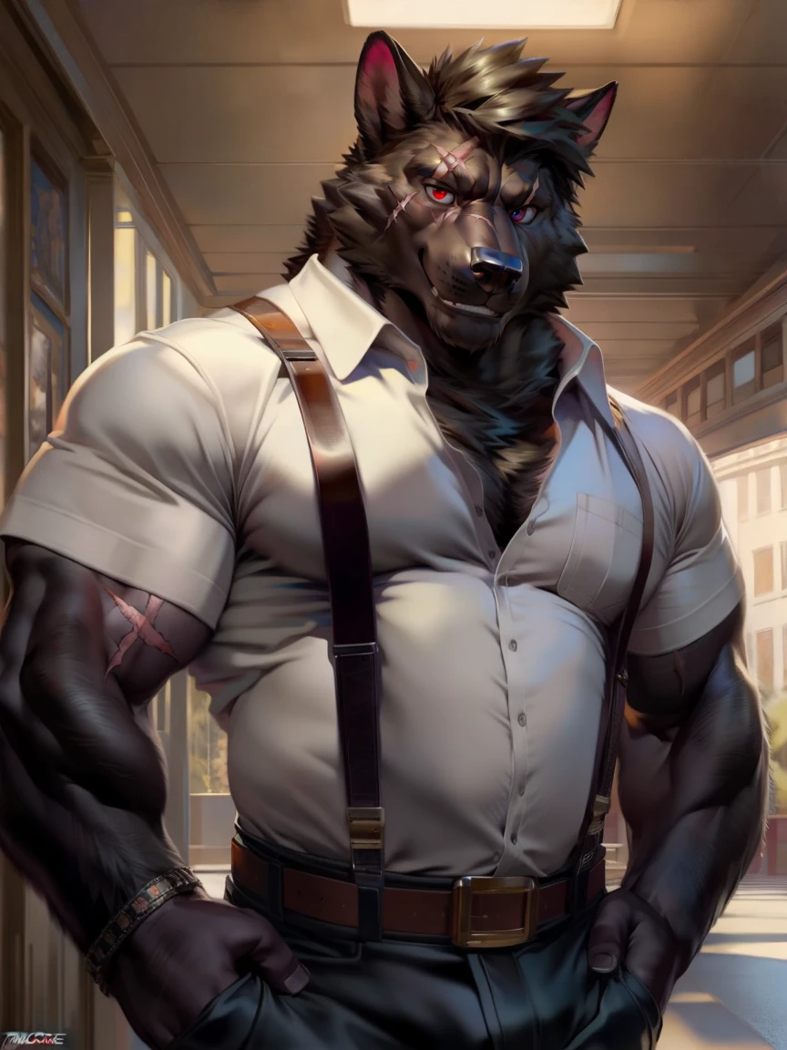 lindong, lucusold, lanxus, a man with a huge muscle, furry deer wearing pants and tank top, sitting in bar, ((muscular, sixpack)), happy, laugh, bearded , thicc, lowres, giant and muscular, danbooru and artstation, heavy detailed, insanely inflated hips, proportionally arms, commission for high res, detailed but rough, semirealistic:1.3