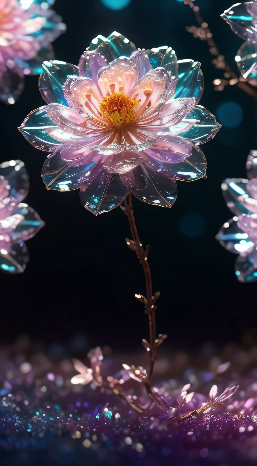 crystal spring blossom forest,
fantasy, galaxy, transparent,
shimmering, sparkling, splendid, colorful,
magical photography, dramatic lighting, photo realism, ultra-detailed, 4k, Depth of field, High-resolution
