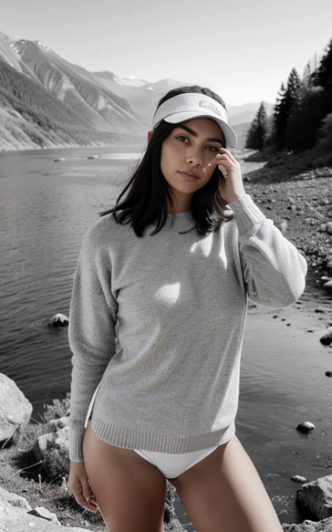 fotorrealista, Mejor calidad, ultra-detallado, mujer hermosa, cara lateral,sombra trasera,Fotos de selfies, Parte superior del cuerpo, solamente, Usar un sweater, afuera, (Noche), mountain, La naturaleza en la vida real, estrellas, luna, (grandes tetas feliz, happiness), Saco de dormir, Mitones, sweater, gorro, antorcha, Bosque, Rocas, river, Beber, fumar, niebla densa, Cielo limpio, analog style, Ver el visor, textura de la piel, film grain, gran plan, ultra high resolution, mejor sombra, primitivo, LUT de Instagram