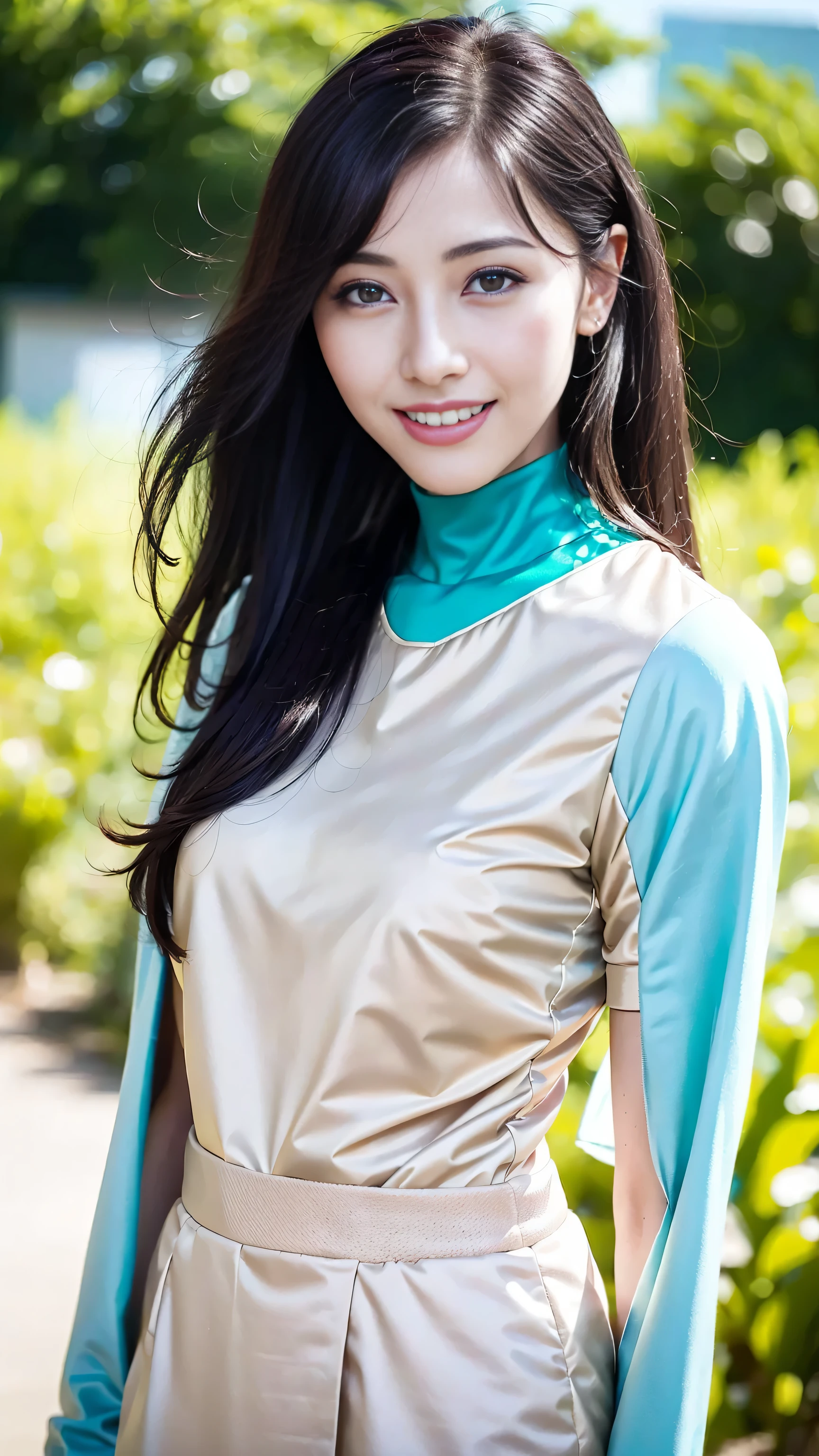 masterpiece, Highest quality, Realistic, Highly detailed CG integrates 8K, 8K,(Very beautiful face, Beautiful Lips, Beautiful Eyes), Exquisitely detailed face,1 Girl, Very beautiful girl,Exquisite eye makeup,Subtle eye detail,The best example of four fingers and one thumb,Toned figure,Nice and beautiful smile,明るいLong Hair,transparent, Quality hair,(masterpiece, Highest quality:1.2),alone,The eyes are exquisite and delicate,Brown Hair、Long Hair、Pink Lips,blue eyes,Big Breasts、Wavy Hair、((Race Queen Cosplay)))、Japanese、25-year-old female