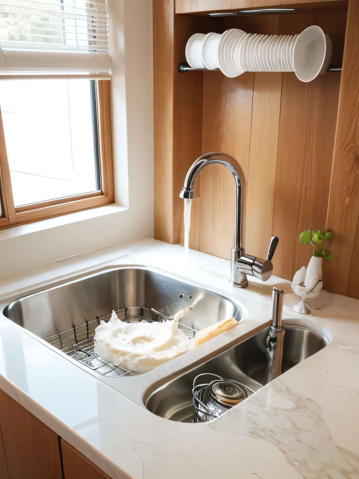 Kitchen sink water pipe cream style