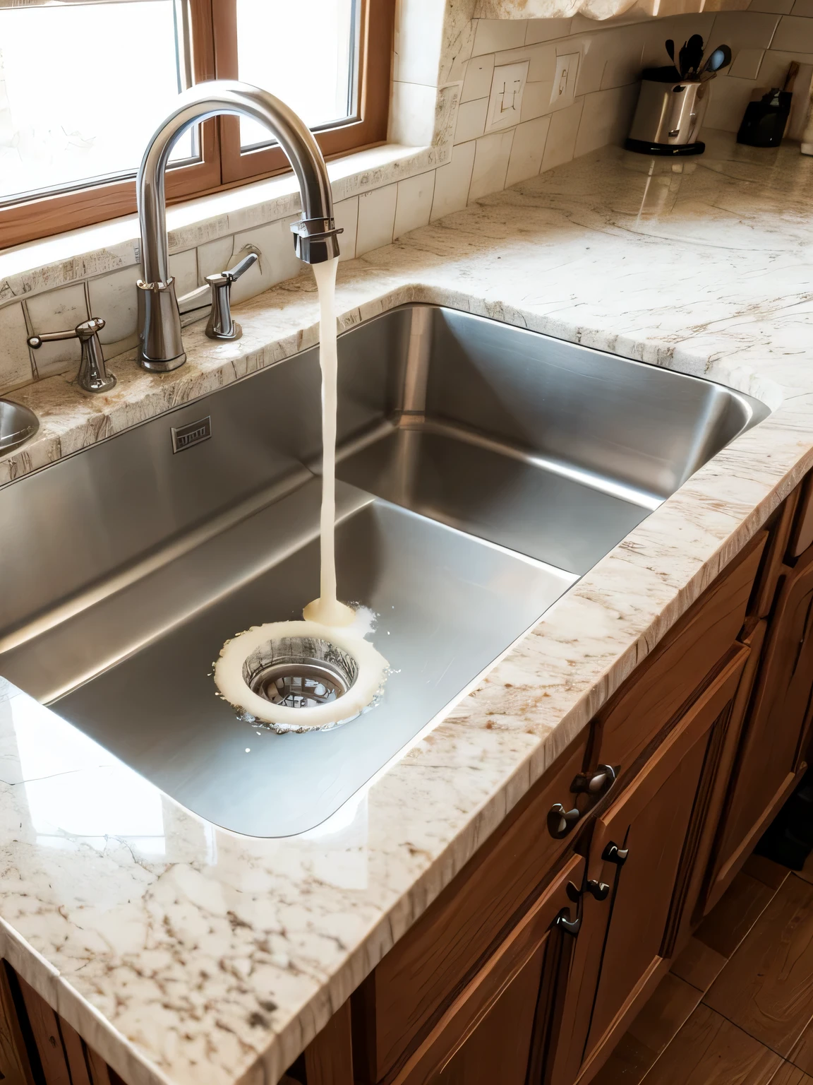 Kitchen sink water pipe cream style