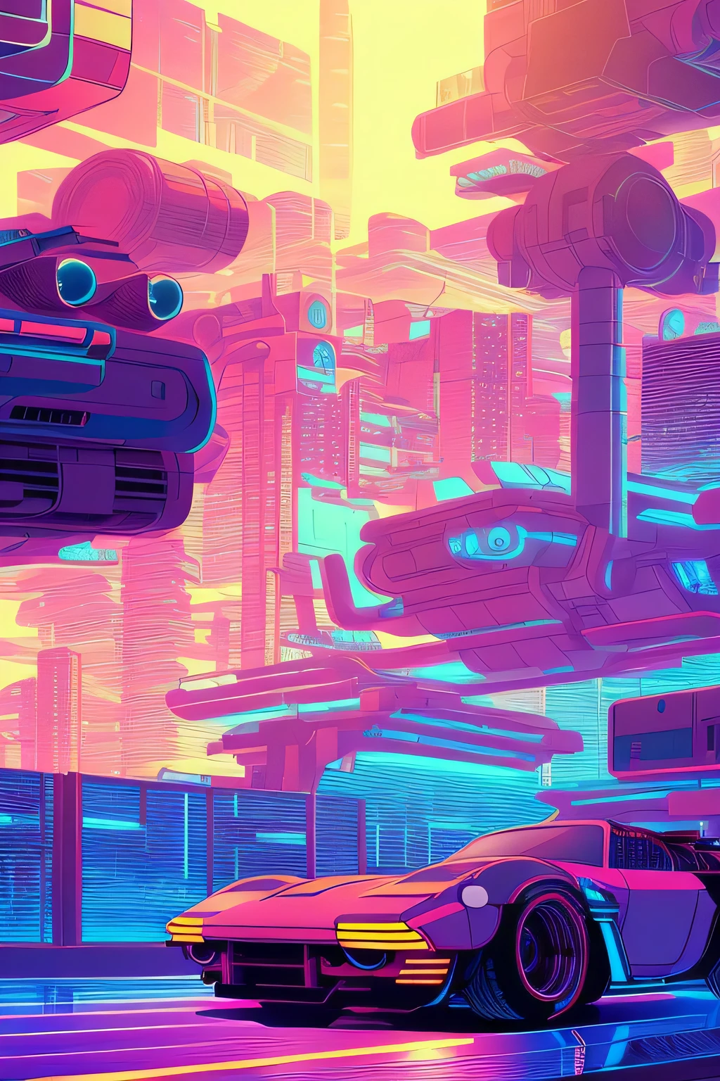 Anime style illustration of futuristic car, cyberpunk art style, Bee style, bipur style, avoid buzzer, bipur&#39;Mixed styles, Bipper and Tim Hildebrandt, biper and jean giraud, Cyberpunk atmosphere, bipur&#39;masterpiece, Epic retro wave art