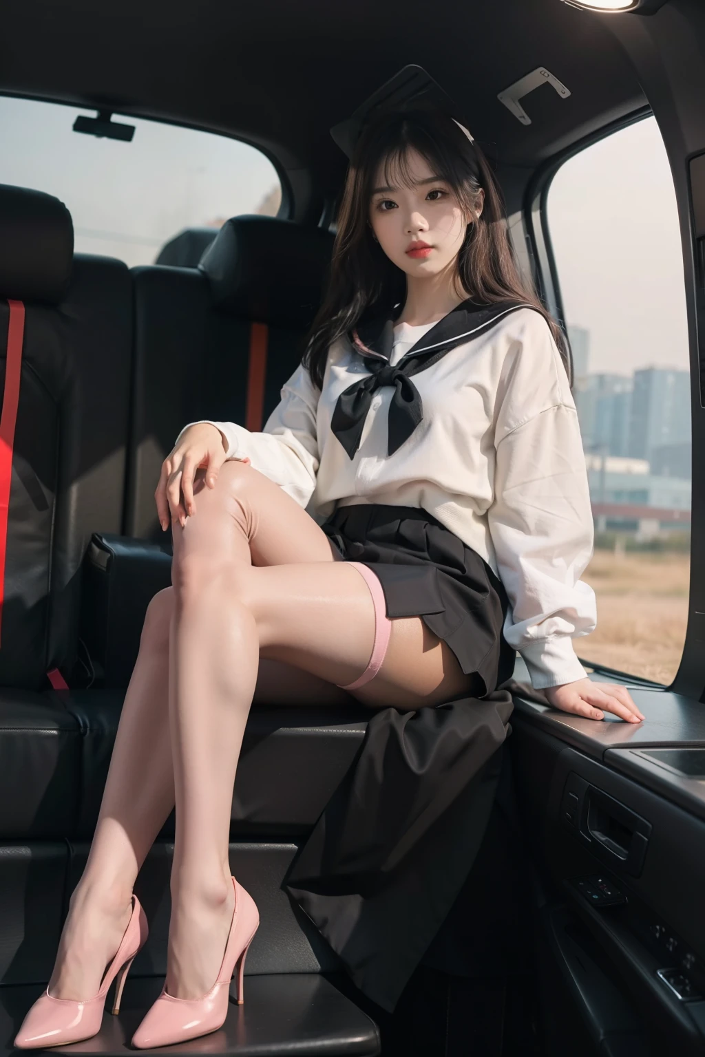 SFW, perfect face, (Soft Lighting with Many Follow lights),beautiful detailed eyes, extremely detailed, (masterpiece:1.25, best quality, photorealistic:1.37), SchoolGirls, lying, ass, spread legs, on back, legs up, In a subway seat、Cut-off sailor Uniform, underboob, (white panties), correct anatomy, (4 fingers and one thumb), Detailed correct fingers, correct legs, Princes tiara, Red ribbon, Passenger School Girls、