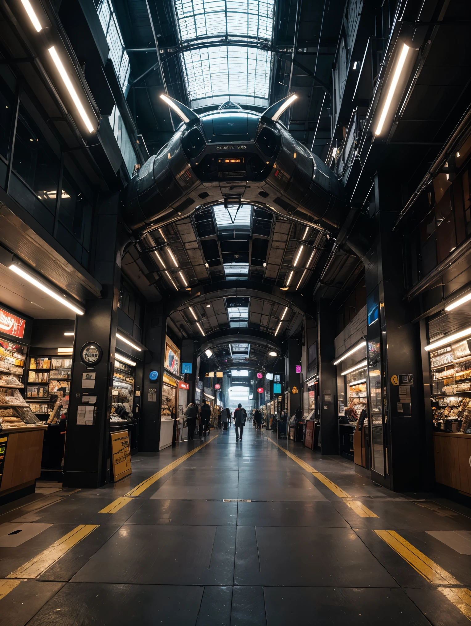 futuristic sci-fi market place, intricate details, award winning photography, UHD, 