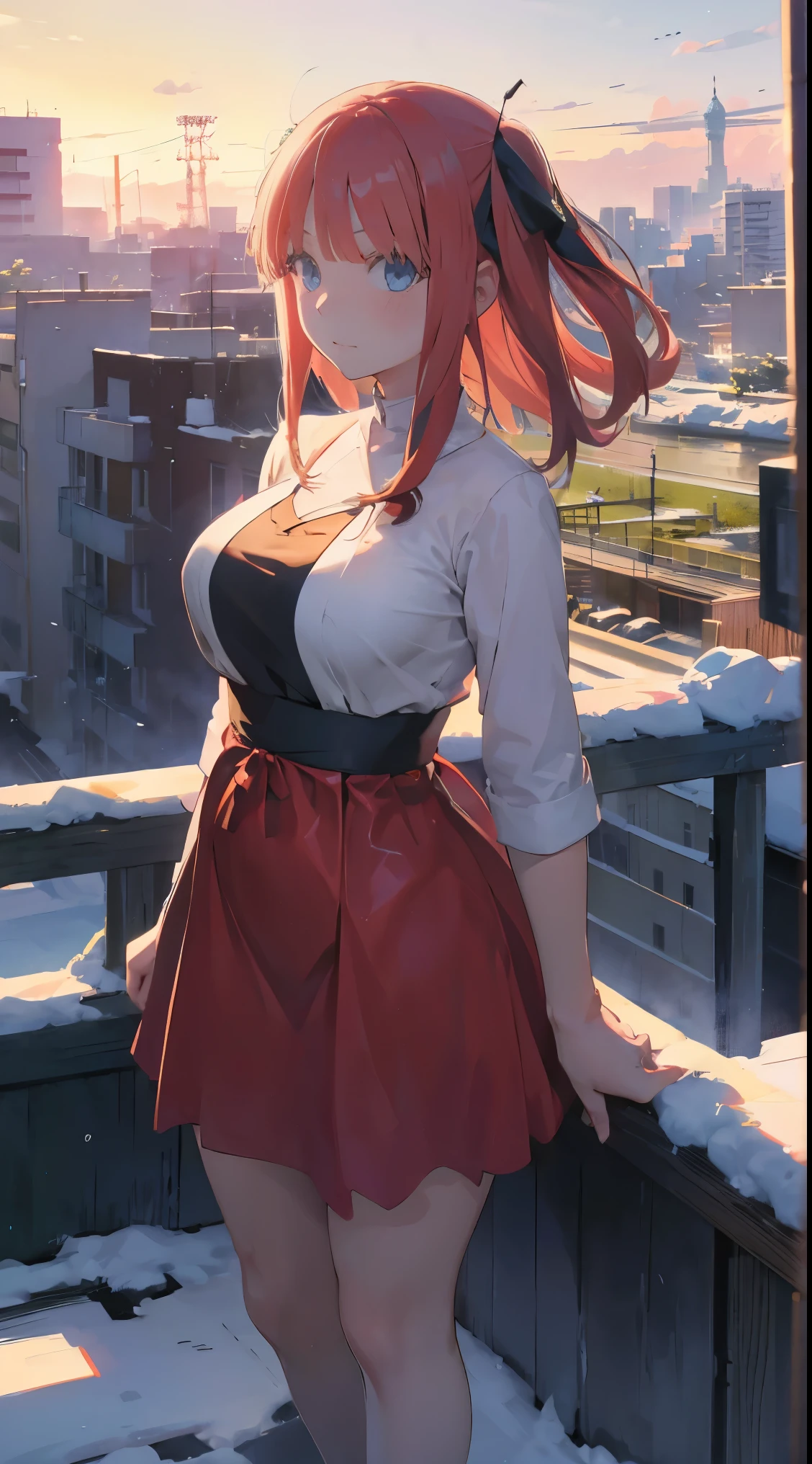 Nino Nakano,vestido de senran Kagura,ciudad nieve