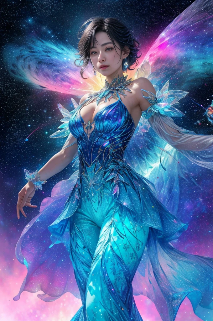 crystal dragon god，(Made of rainbow crystal)，bioluminiscent creature,(peach blossom),(On delicate branches)、intricate artwork . Rendering with Octane, Trending at Art Station,T-symmetrical artwork. night,starry sky,starlight, cinematic, ultra realistic realism, high detail, Rendering with Octane, 32K, Bright colors, broken glass effect, no background, amazing, What doesn't exist, wonderful existence, energy, molecular, textured, Iridescent colors and emission scales, pure perfection, divine being, Unforgettable, impressive, volume light, There is a cleavage, light, Bright colorsの反射