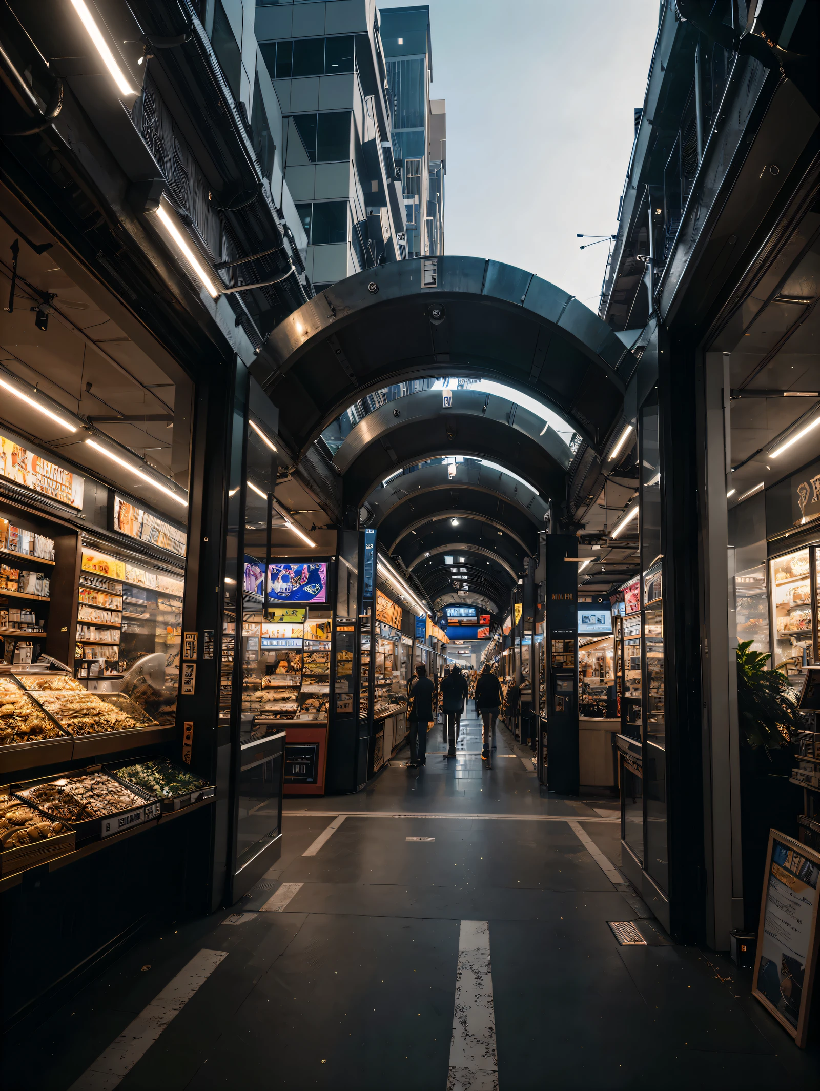 futuristic sci-fi market place, intricate details, award winning photography, UHD,
