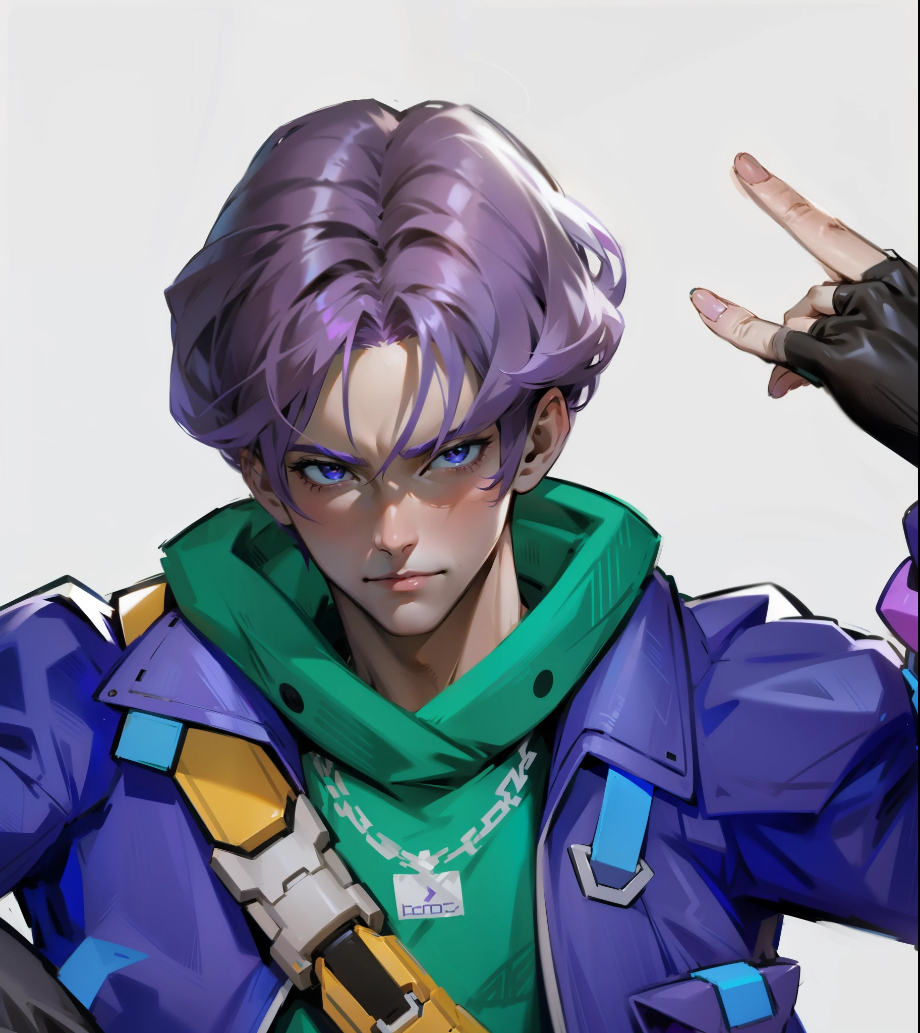 handsome purple haired man