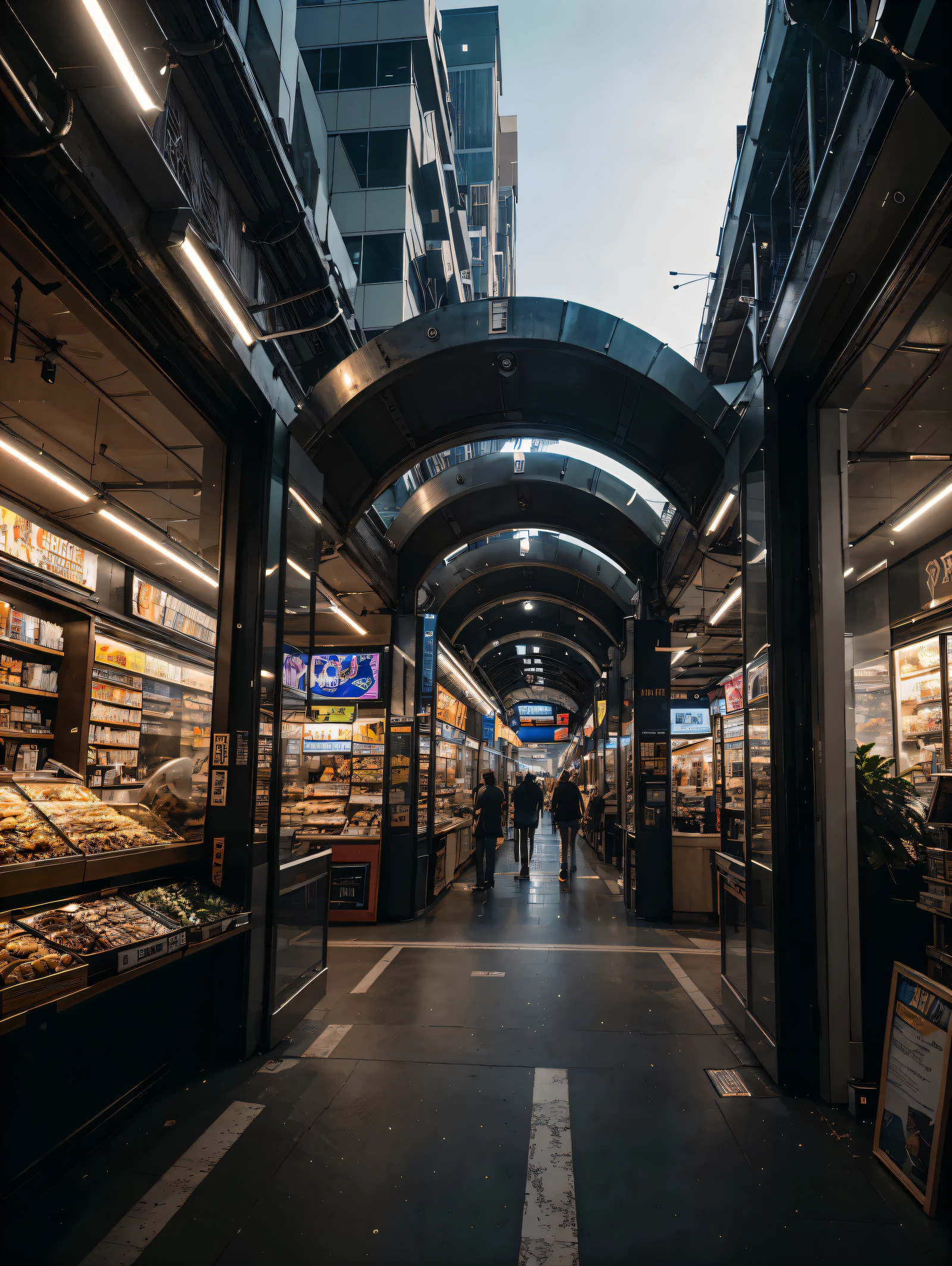 futuristic sci-fi market place, intricate details, award winning photography, UHD,