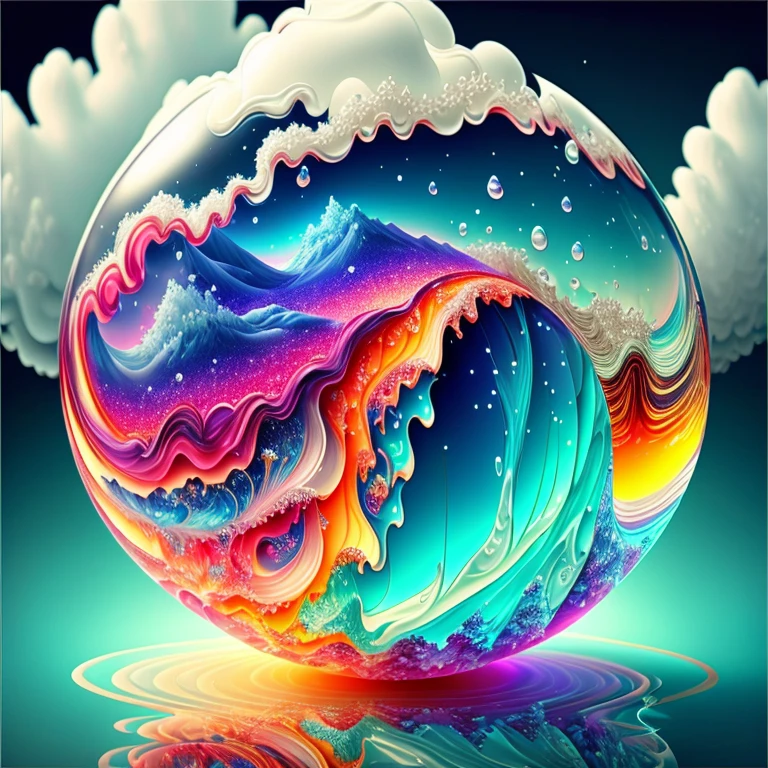 Beautiful, scenery, masterpiece, ball, Liquid, melting, vapor, smoke, colorful, dreamlike, fantasy, intricate ultra detailed, highly detailed, star,