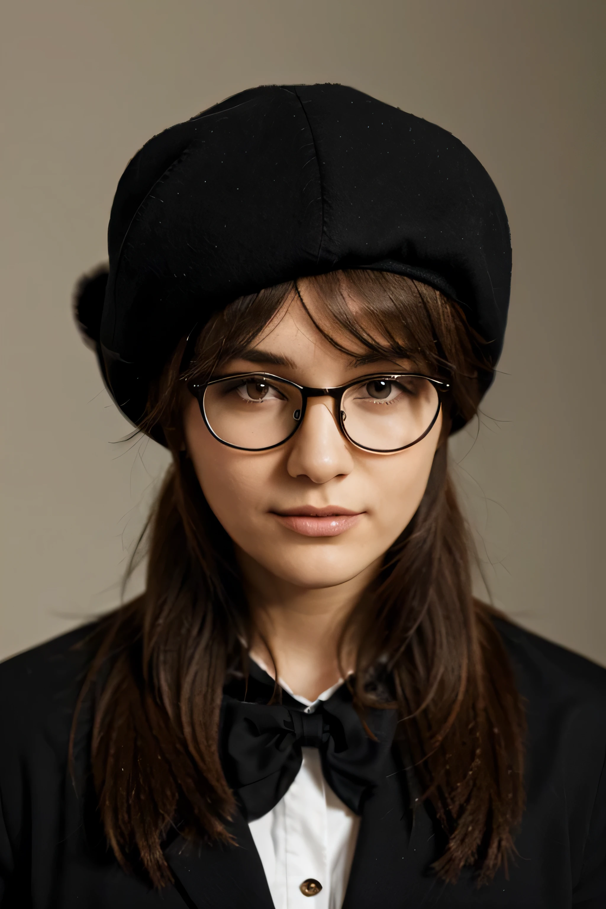 a portrait picture with a hat and glasses