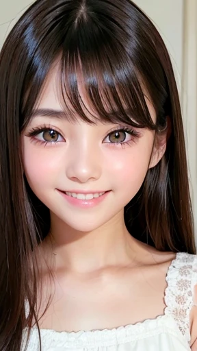 brightexpression、Photorealistic:1.32、highest quality、超A high resolution、Most beautiful Japanese girl photos、Cute and beautiful face details、Small Face、(Purelos Face_V1:0.008)、Beautiful bangs、14 years old、Radiant, fair, glowing skin、Hair gets tangled in the face、girl1people、Bangs that reach down to the face、bangs、Hair between the eyes、Attractive brown silky hair、bright、Clear eyes shine charmingly、Dynamic pose、highest quality、Disorganized、((the cutest girl in the world))、Japanese people、((Maxi length see-through lace dress with ribbon:1.3))、(ponytail:1.3)、(tie with a thin ribbon)、Nice and cute、An innocent smile、nice smile、no cleavage、(Large Breasts:1.3)、(The gesture of putting your hair behind your ears with your hands:1.3)、Side Tail、Brown Hair、Small waist、Detailed beautiful eyes、View your viewers、Upper Body、Close-up of face、Front view、