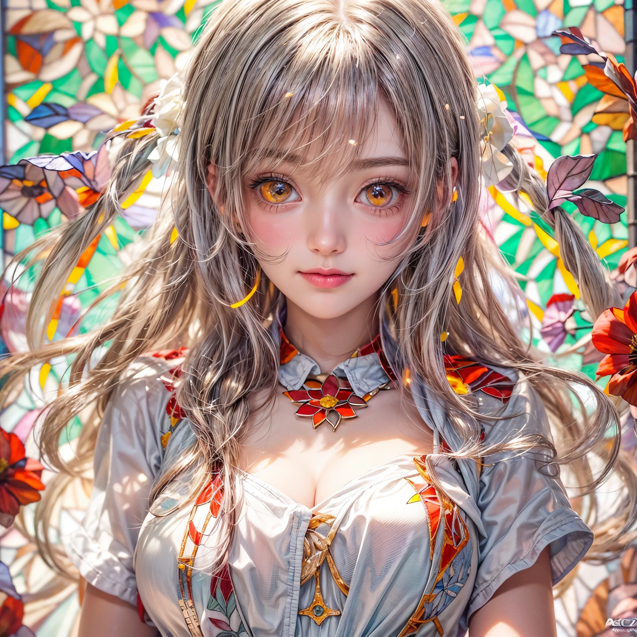 (NSFW:-0.98) . White and Red, (Dazzling colorful light pours down and reflects:1.2), (Physically-based 3D Rendering with incredible detailed Textures), Award-winning Masterpiece of professional Analogue photograpy, { (((Photorealistic:1.37))) | (Hasselblad with F2.8) }, (((Acutance:0.99, Dynamic- Closeup:1.37), { from below | from side } )) . (KAWAII girls in (school uniform)) with visible Overflowing Cleavage and Navel without bra . (((Extremely detailed KAWAII face variations)) with joyful expressions), { Glossy cute Lips Closeup | Detailed natural eyes with sparkling highlights and long eyelashes | Rosy cheeks | Navel | (pretty Ass) | (Overflowing underboob) | Oiled ivory skin Details | White panties with (blood seeping only in crotch area) | ((full of Flowers covering girl's body:1.15)) | (((Dazzling colorful stained glass with stunning elaborate details:1.2))) | Mystic sight | A Halo ling in the air | God rays | Haze | Lens flare | Lens Ghost | Luminescent particles | Halation } . Ultra-detailed, (Exposed:0.8), (((Nipple:-0.9))) .