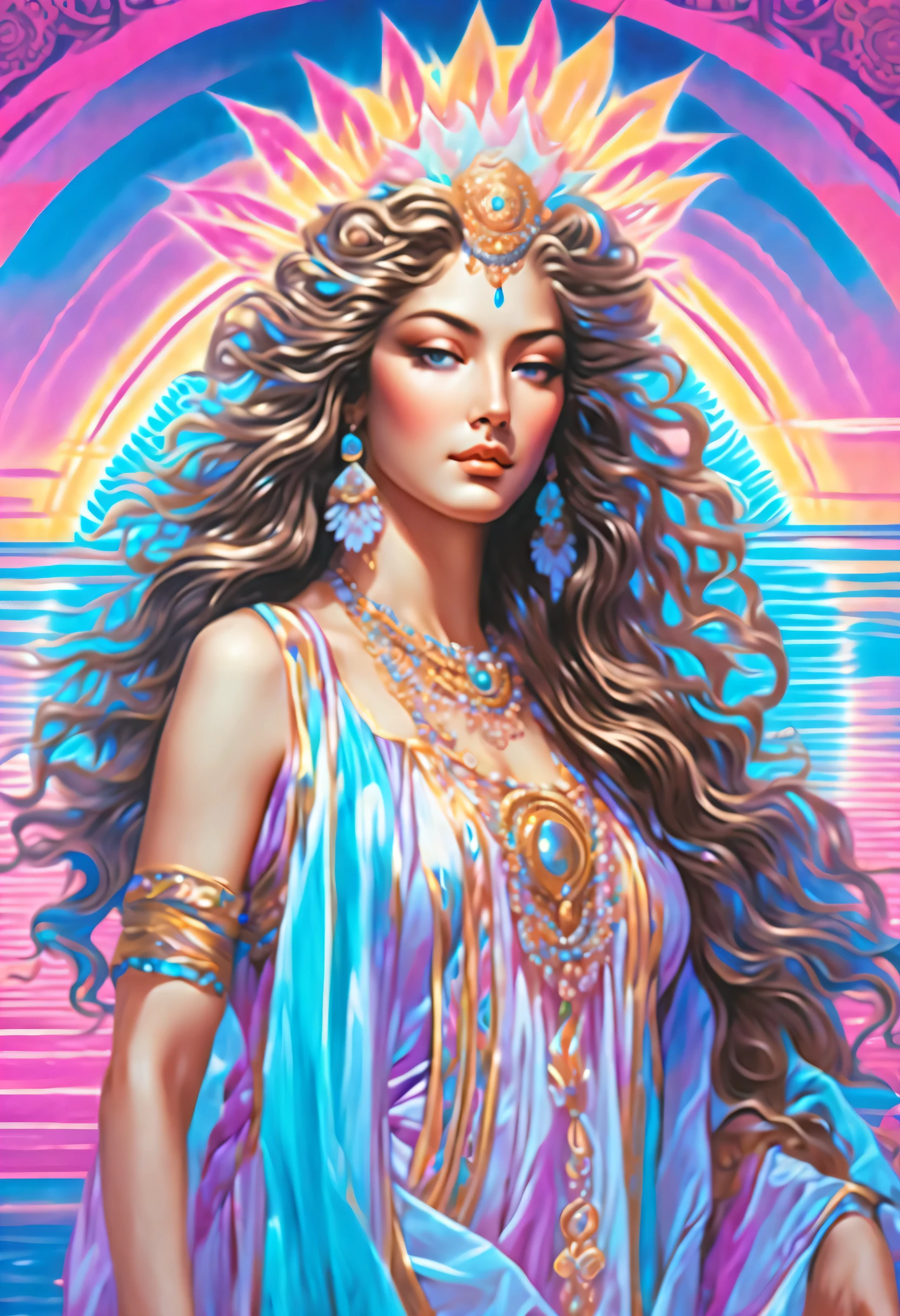 Zoe the Guardian of the Stars,Has long gradient hair like a rainbow,Lori huge breasts cleavage,Eccentric,