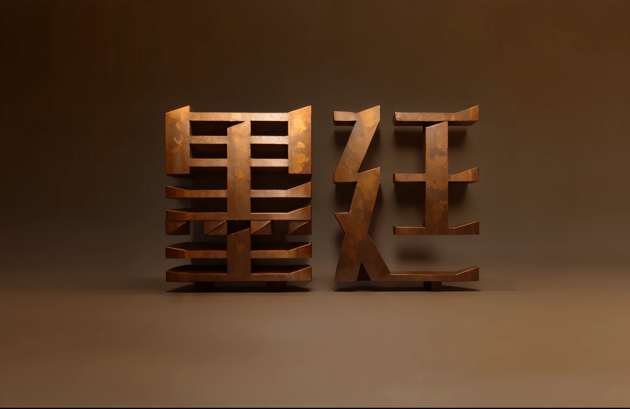 Three-dimensional words,Bronze,mottled texture,rust,3 rendering,best quality、White background
