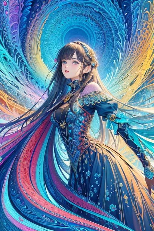 (masterpiece, highest quality, highest quality, official art, beautiful and aesthetic:1.2), (1 girl), very detailed,(fractal art:1.3),colorful,most detailed
