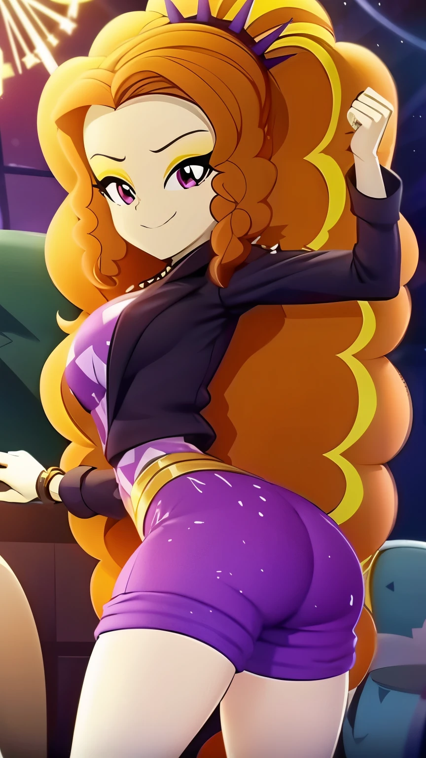 adagio dazzle, drunken, eye smile, (shy, blushed, 1girl, punching)