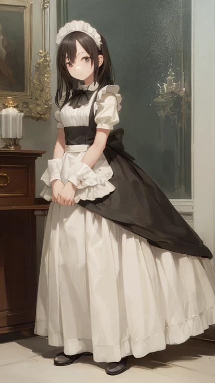 (masterpiece, highest quality), whole body, 1 girl, alone, maid dress, Classic Maid，Standing picture，whole body