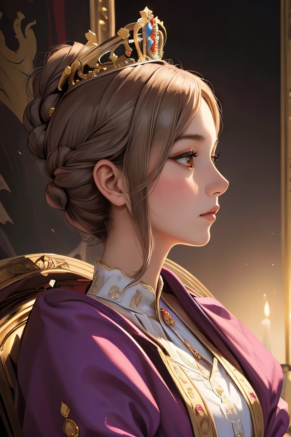 regal, noblewoman, royalty, princess, empress,((portrait)), masterpiece, 3/4 profile, facing right, ((sfw))