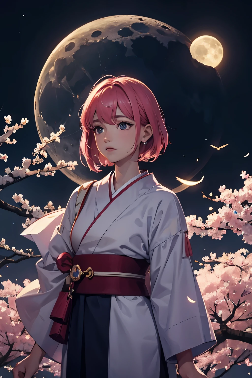 moon, sakura