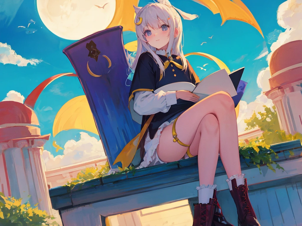 Cute sitting on the crescent moon