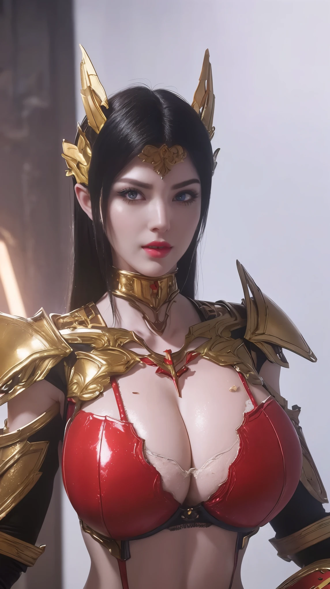 MASTERPIECE, BUSTY MILF, PORTRAIT,UPPER BODY,SOLO,(BEAUTY BLACK HAIR, GOLD DRAGON HORN), (MASSIVE FAKE BOOBIES,CLEAVAGE,MUSCLE ABS:1.5), (((LED RED, WHITE, RED LINE:0,7) SHINY MECHA ARMOR REVEALING BRA:1.5)),(CURVY PERFECT BODY:1.4), (SWEATY GLOSSY BODYSKIN:1.5), (LOOKING AT VIEWER:1.5),(BACKGROUND FUTURISTIC SPACE STATION:1), (PHOTOREALSITIC:1.4), (ULTRA-DETAILLIERT), (TOP-QUALITY), (BEST SHADOWS), BRIGHT LIGHT IN ROOM, HYPER TEXTURE, (4X MSAA), ((UNREAL ENGINE RENDER)), PHYSICALLY-BASED RENDERING, ULTRA HIGHT DEFINITION, 16K, 1080P.