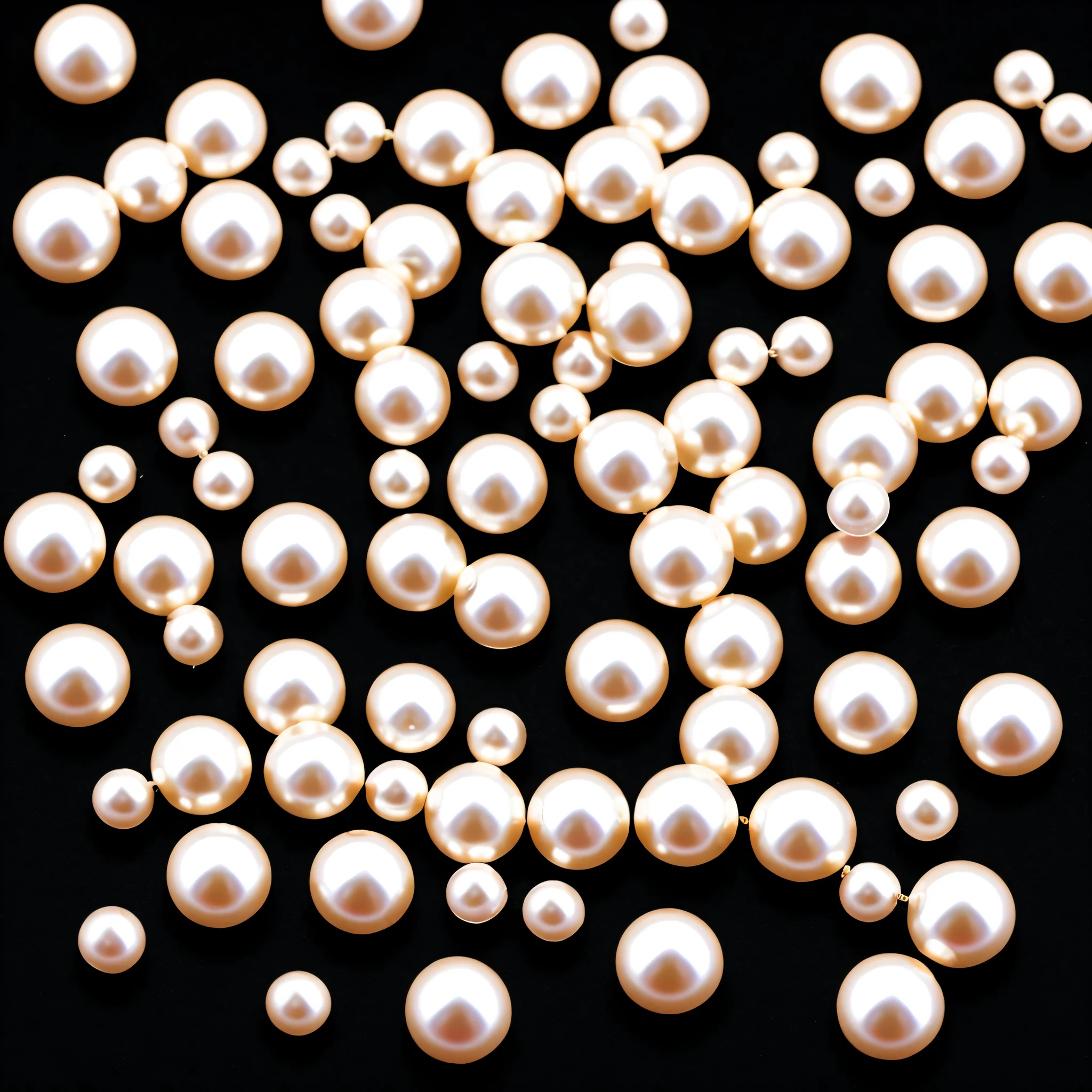 much pretty, white or pink perfect, various pearls, on a( black,dark backgorund). clean background, only pearls, no jewelery, spilled out pearls,