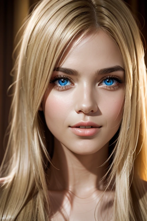 (best quality,ultra details,realistic skin),beautiful blonde woman,Mediterranean origin,face view,portrait,cheerful lighting,vibrant colors, full lips, attractive, sexy