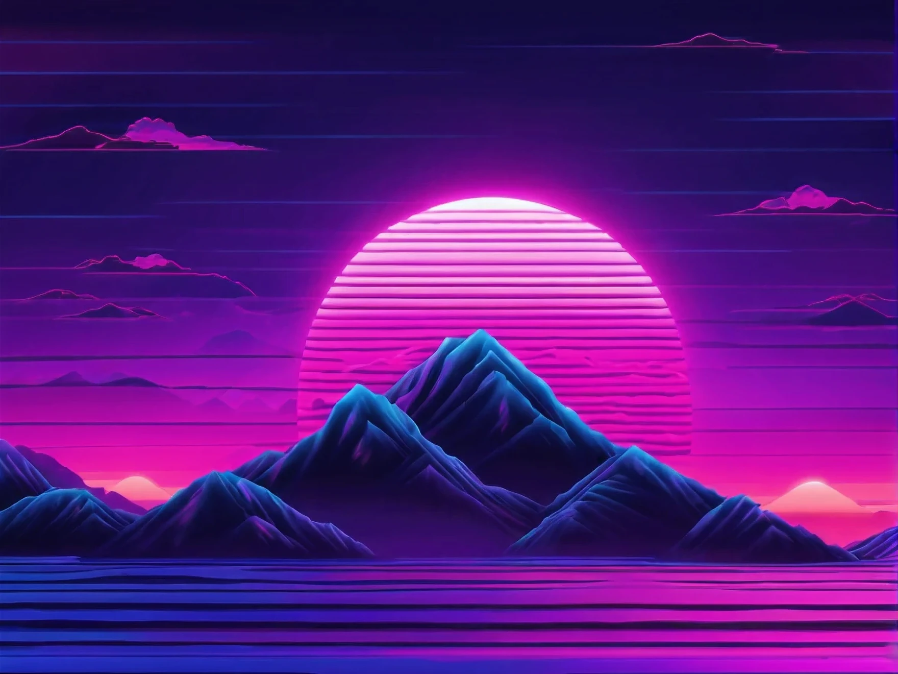 a close up of a purple and blue sunset over a mountain range, vaporwave lighting style, vaporwave wallpaper environment, neon synth wave, vaporwave sunrise background, neon landscape, retrowave vibes, retro-wave vibes, retro pink synthwave style, synthwave background, synthwave aesthetic, [ 4 k synthwave art style ]!!