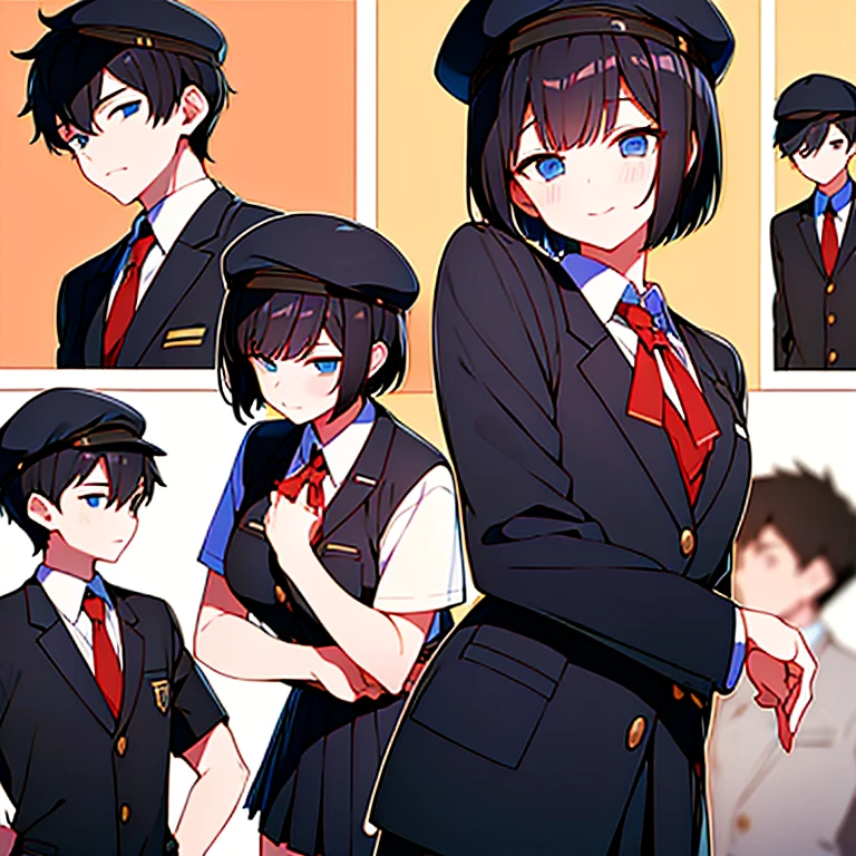 Student cap、school uniform、black hair、short hair、male