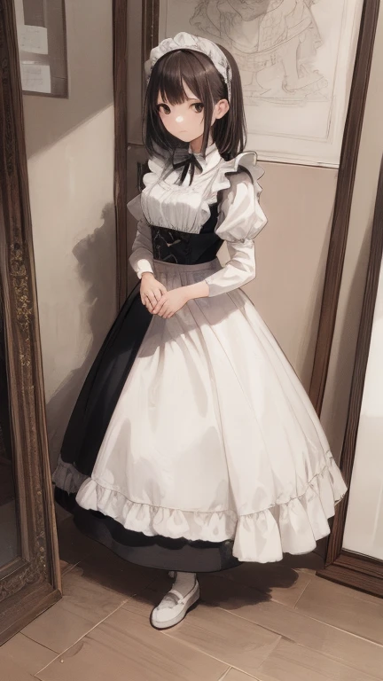 (masterpiece, highest quality), whole body, 1 girl, alone, maid dress, Classic Maid，Standing picture，whole body