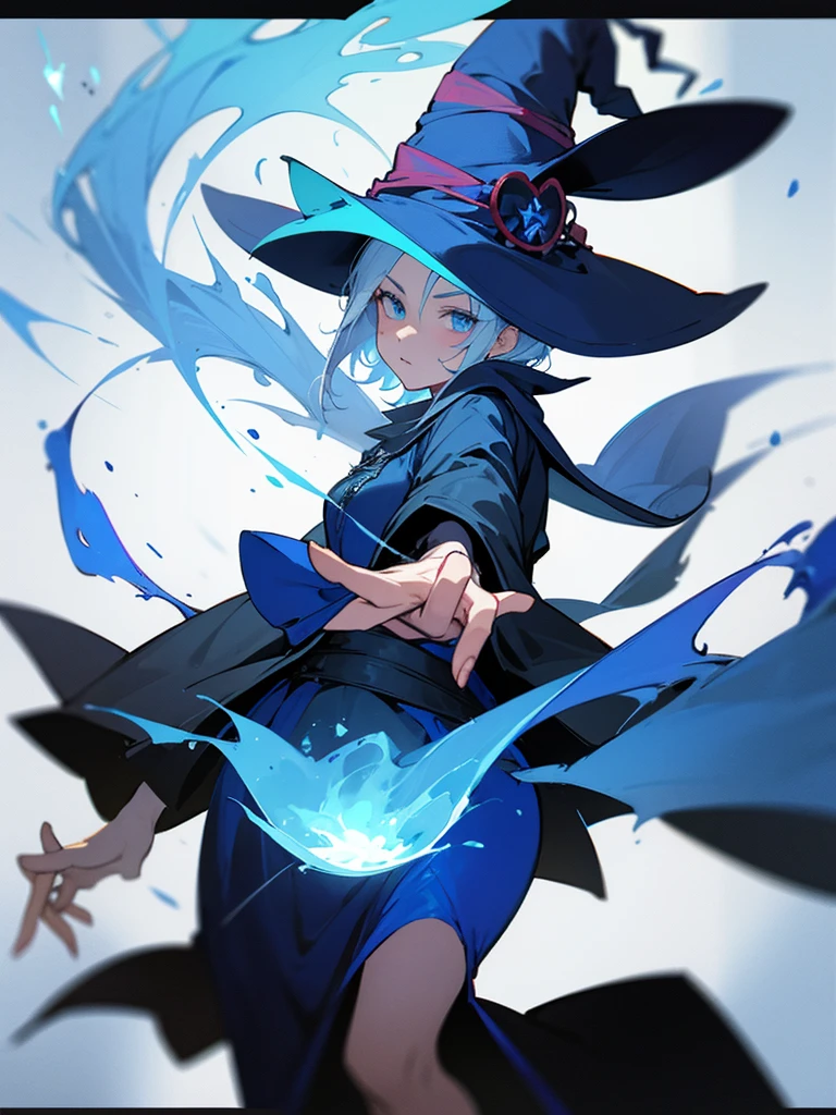 Old woman. Witch. Old. Magic. Blue flame. Card