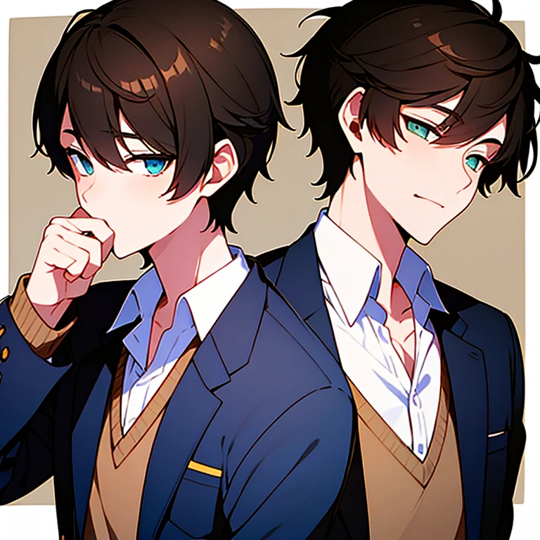 Student cap、school uniform、short hair、black hair、Handsome guy、tobacco