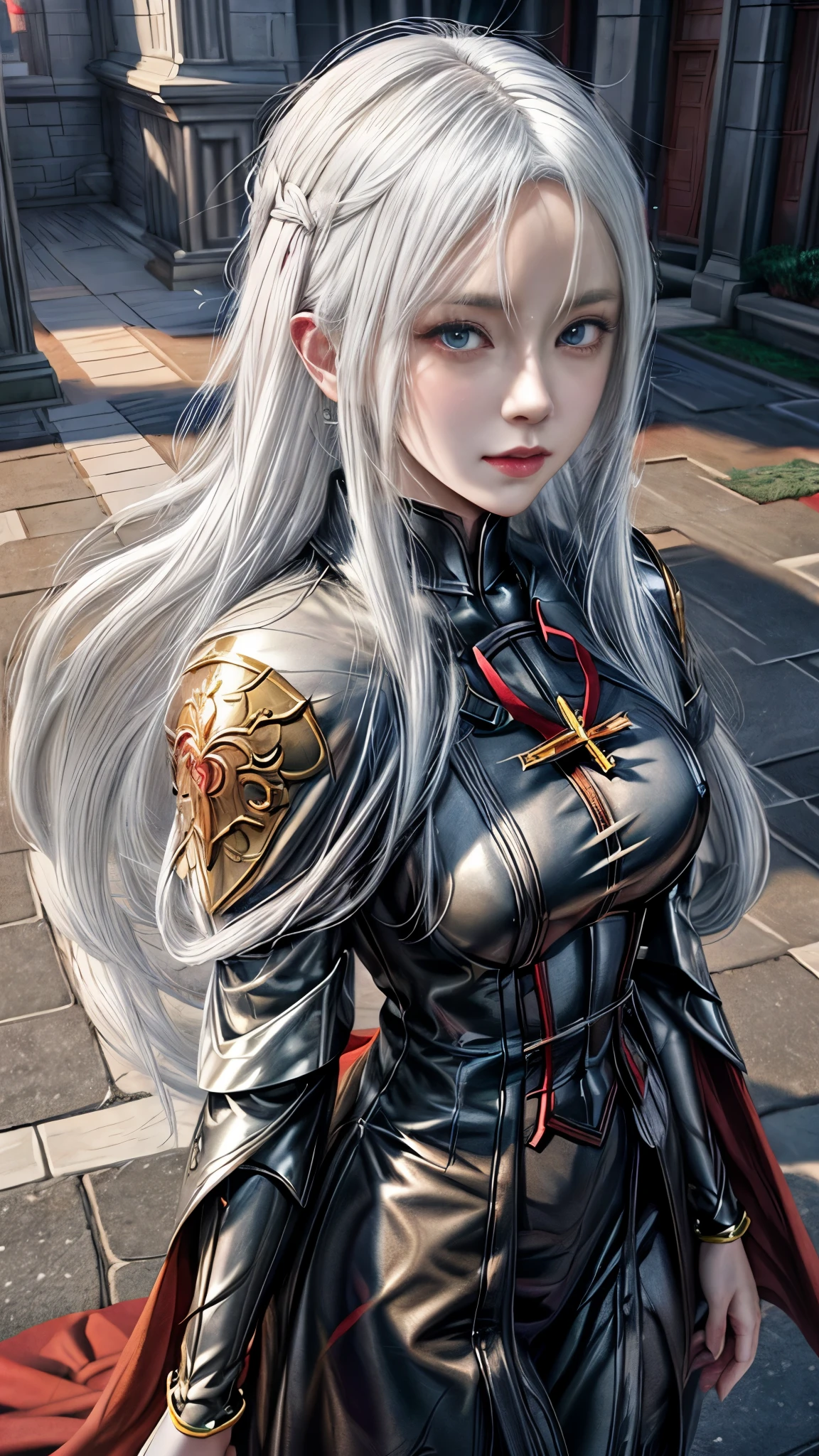 anime, a woman with long white hair and a red cape, white haired deity, detailed digital anime art, edelgard fire emblem, clean detailed anime art, detailed anime character art, edelgard from fire emblem, detailed anime art, detailed anime artwork, anime fantasy illustration, beautiful anime portrait, anime illustration, detailed key anime art, anime character art, beautiful anime artwork