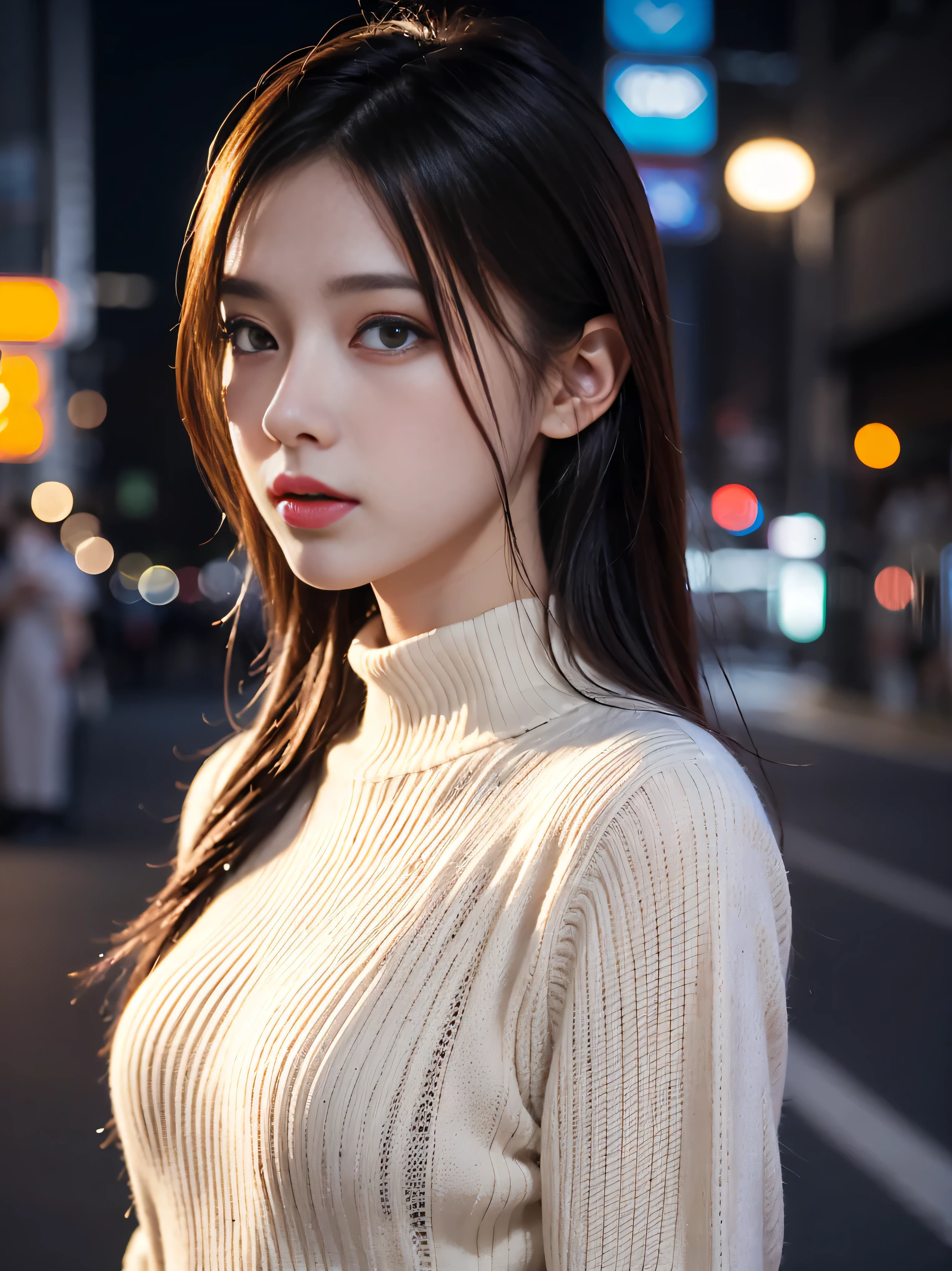 (very detailed CG Unity 8K 배경화면,table top, best quality, very detailed), I am a 26-year-old woman living in Japan.., sexy 26 year old woman, Emphasizing your chest:1.2, (small size knitwear), cinematic lighting, upper part of the body, SFW