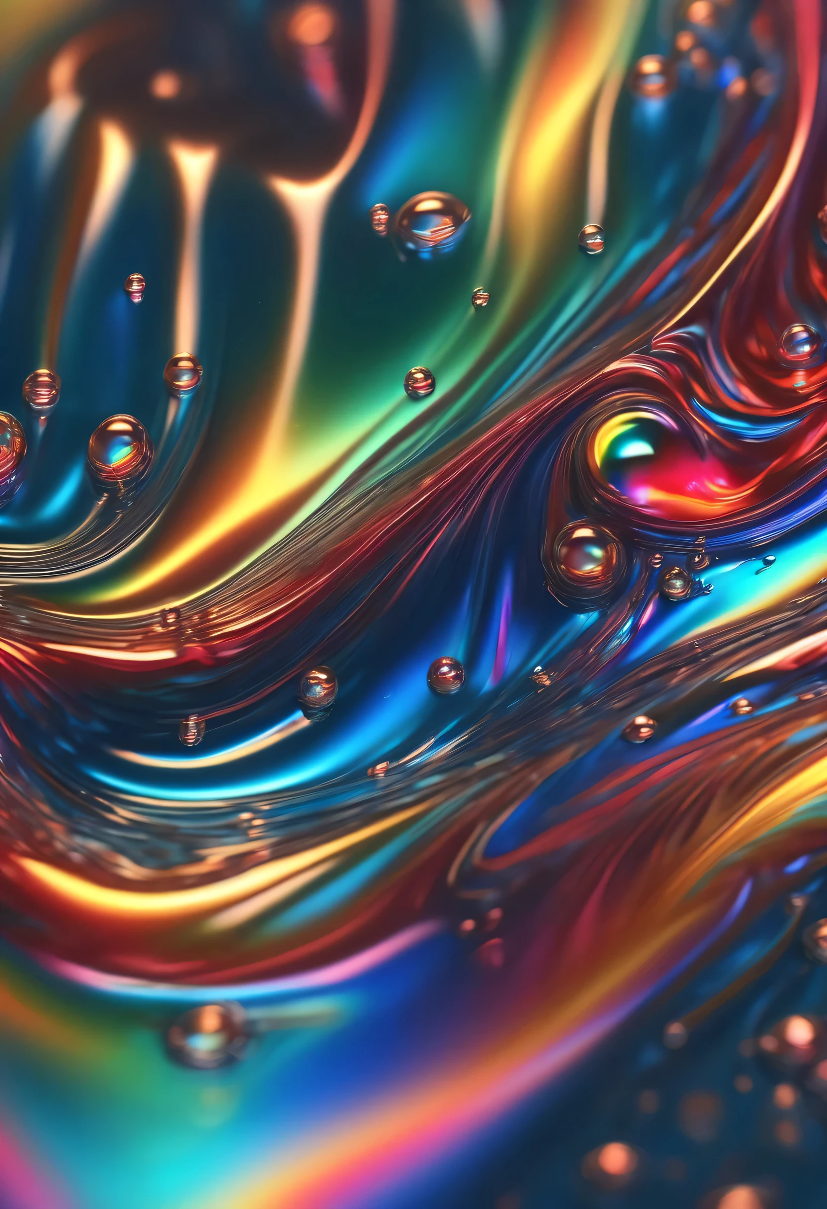 (best quality,4K,8k,high resolution,masterpiece:1.2),Super detailed,(actual,photoactual,photo-actual:1.37),Colorful metal portrait melting on water,rippling waves,Transform Neon,vaporwave,(Laser colorful light waves),Metal refraction,Lots of liquid bubbles,Colorful gradient geometric art,Combination of futuristic and retro elements,Exaggerated artistic expression,Red,green,blue,bright colors