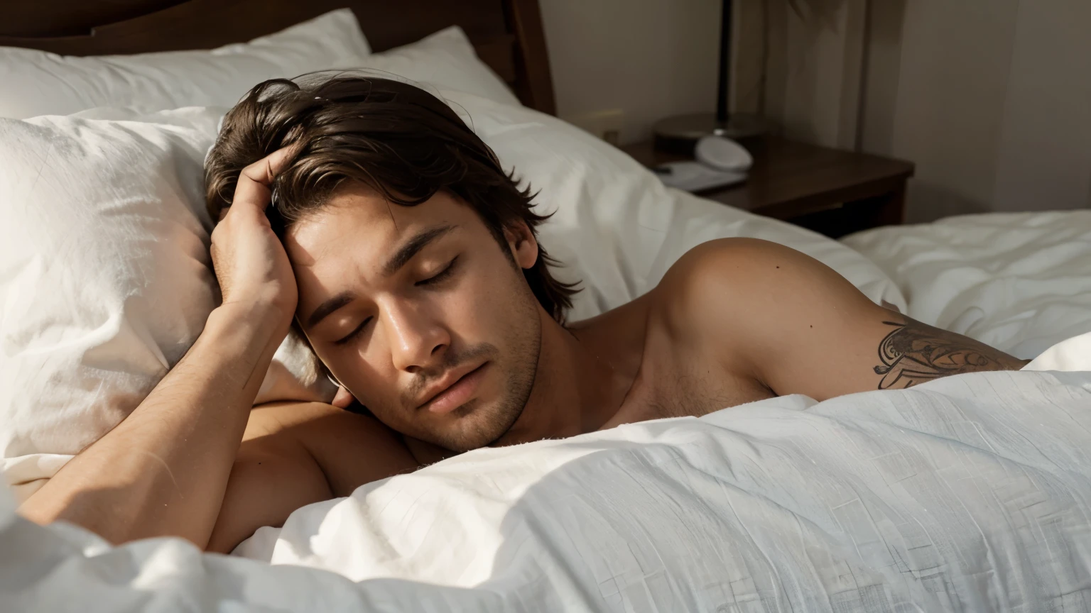 man sleeping with open eyes