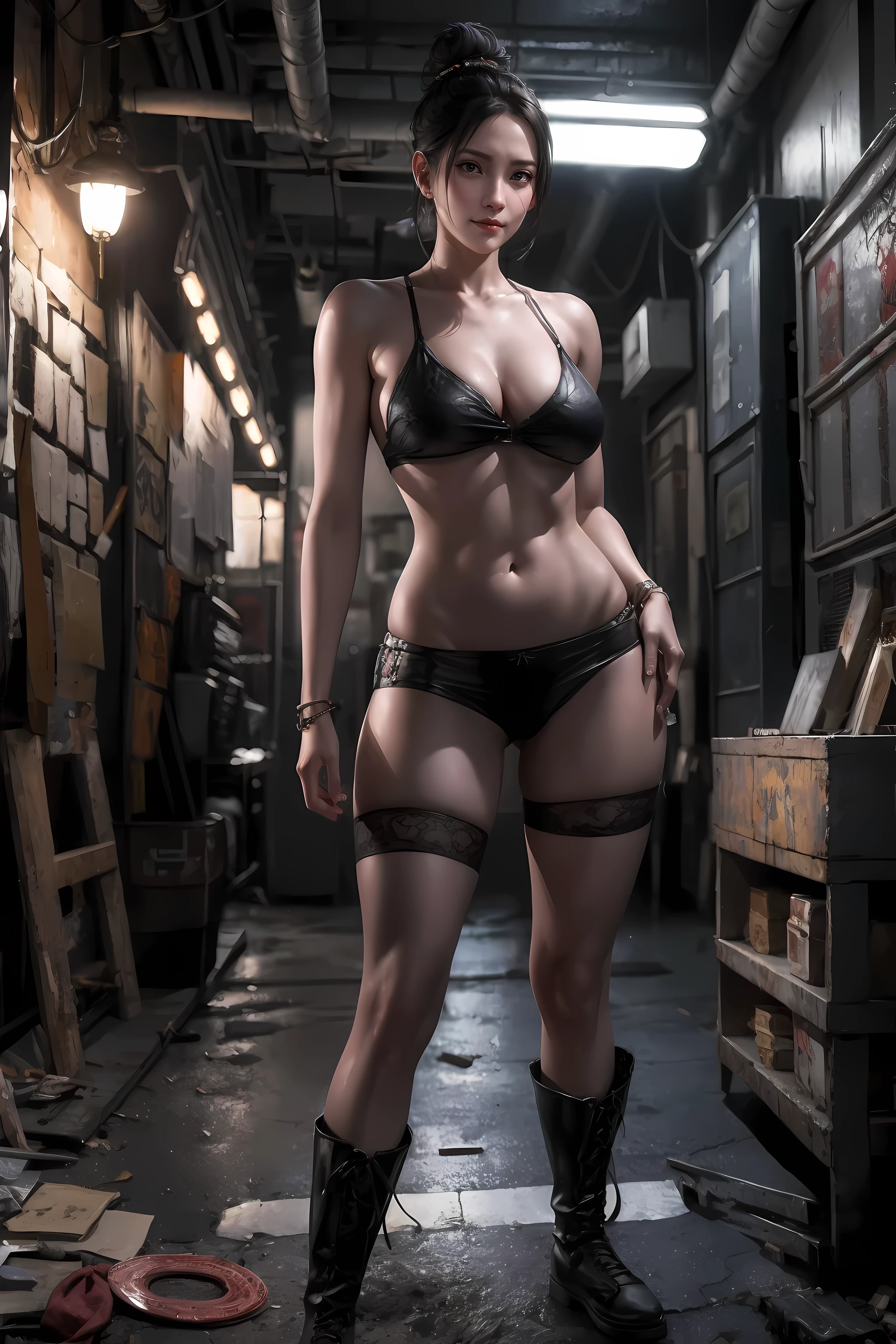 Sandor Isaac; 一位穿着露脐上衣和工装裤of美丽女人of获奖半身肖像, military boots, Standing on the roadside and smiling lightly, paint splash, Hair tied into a bun, splash, transcend, Automotive parts, The art of math, Artstation 上of热门话题, Very detailed, Exquisite details, Jeremy Mann (Jeremy Mann) of《复杂of》, Matus Merian Sr.., pinodheny, Robert Rauschenberg, by Beksinski