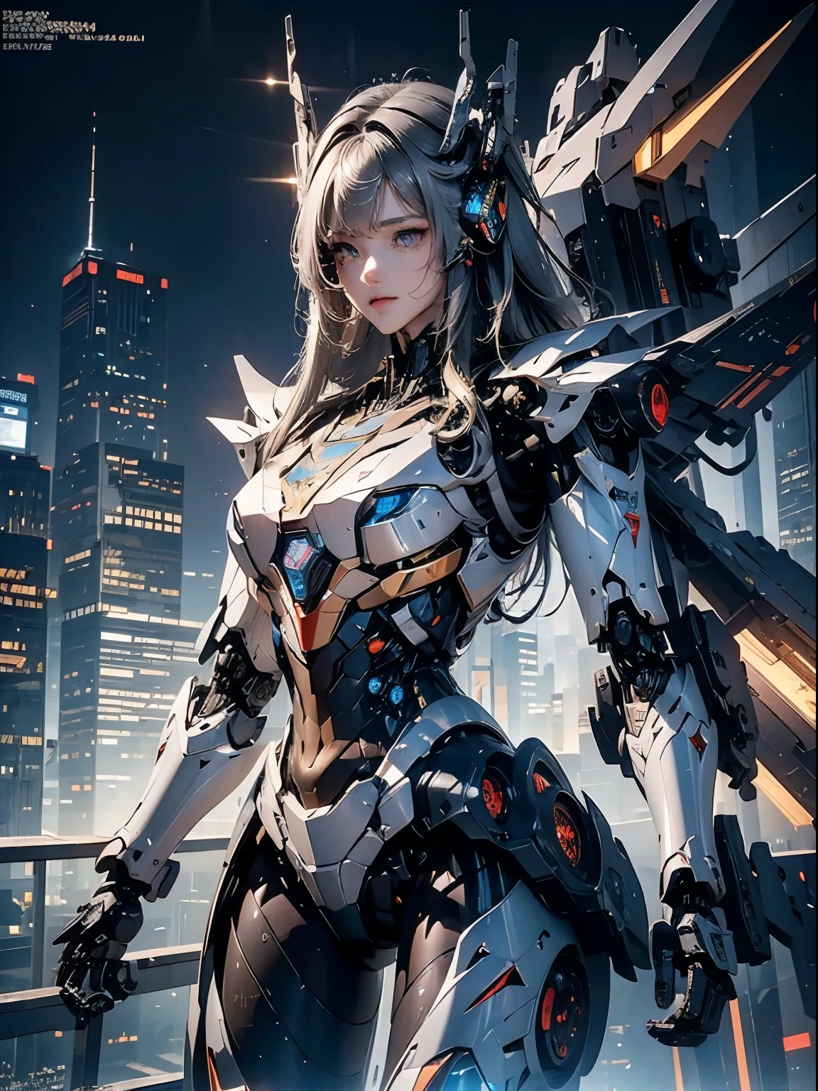  Super detailed, advanced details, high quality, 最high quality, High resolution, 1080P, hard disk, beautiful,(War Machine),beautifulサイボーグの女性,Mecha cyborg girl,battle mode,Mecha body girl,She is wearing a futuristic War Machine weapon mecha,full body shot