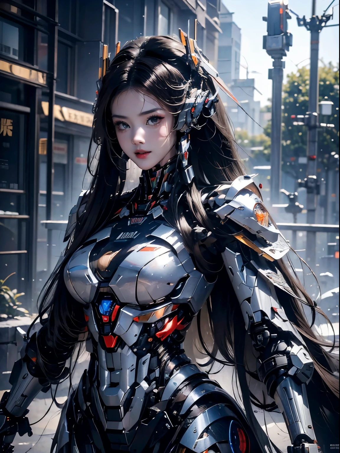  Super detailed, advanced details, high quality, 最high quality, High resolution, 1080P, hard disk, beautiful,(War Machine),beautifulサイボーグの女性,Mecha cyborg girl,battle mode,Mecha body girl,She is wearing a futuristic War Machine weapon mecha,full body shot